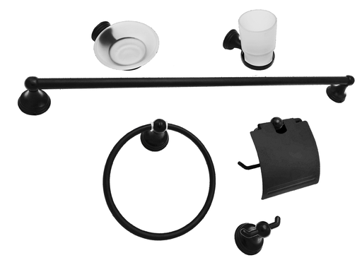 [DAM-3400] DAM-3400 Set de Accesorios para Baño 6 piezas Negro